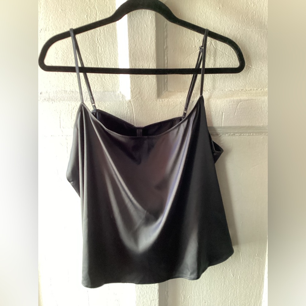 Skims Black Satin Cowl Neck Camisole